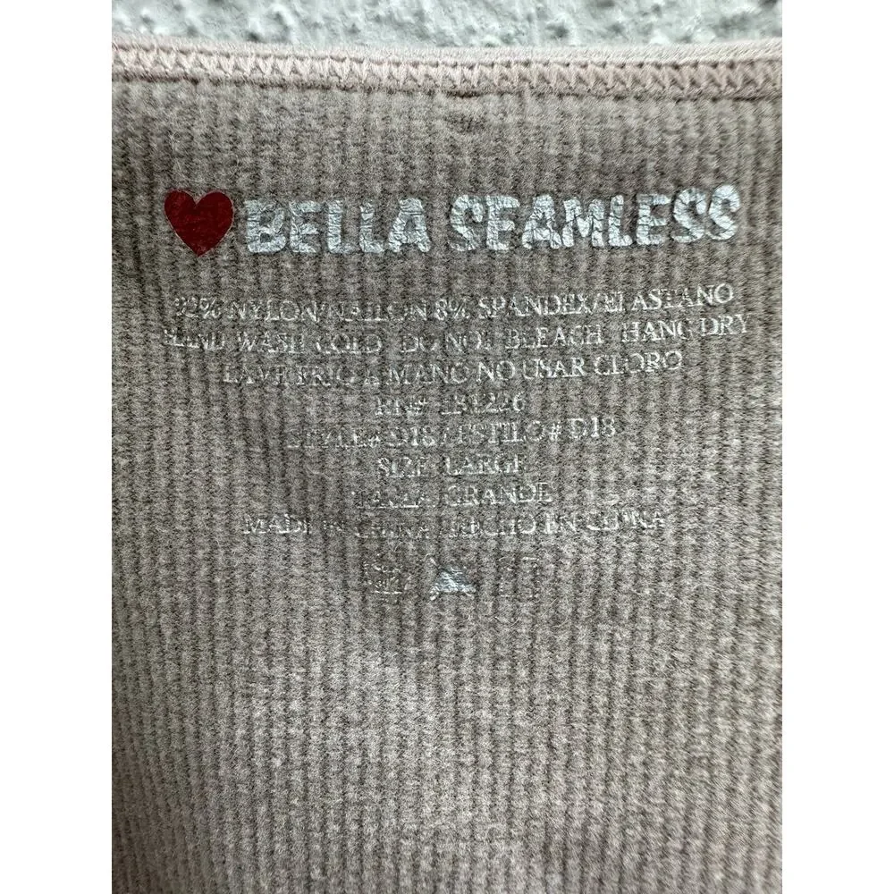 Bella Seamless Womens Crop Top Size Large Tan Ribbed - Picture 4 of 8